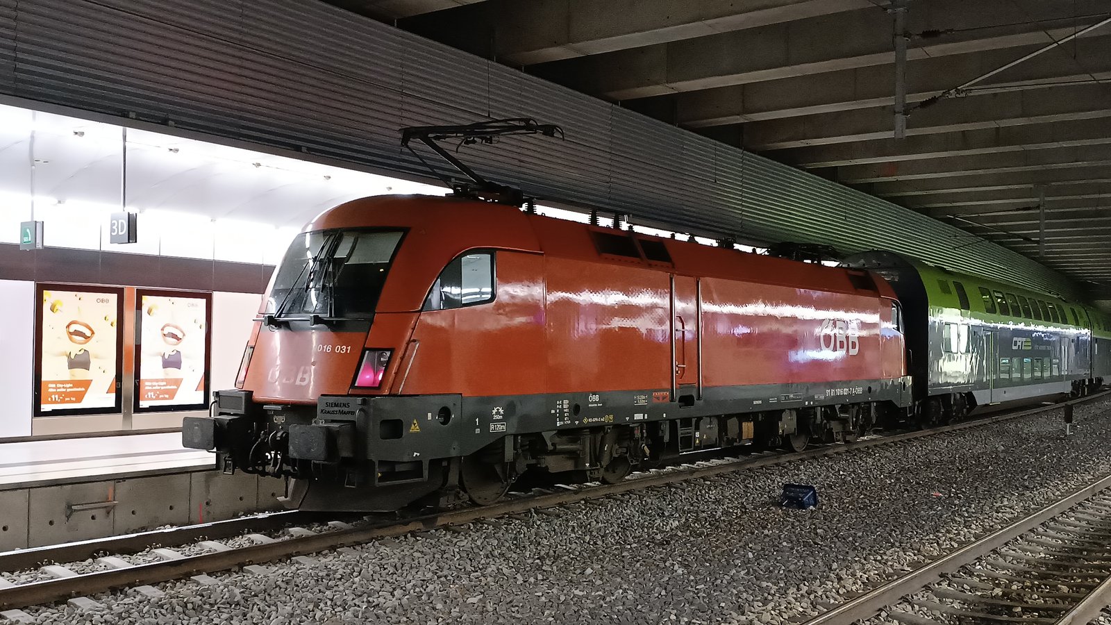 A City Airport Train at Vienna Airport station, photographed before the current rail suspension